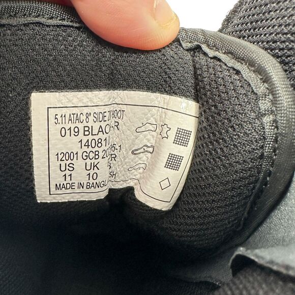 5.11 Tactical Men's Atac 8" Side Zip Black Leather Combat Work Boot Size 11 NWOB - Picture 5 of 7